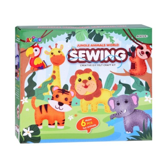 JOKO Výtvarná Kreatívna Sada Vyšívanie Safari, Urob si Sám Prívesok Lev, Slon, Žirafa, Tiger, Papagáj, Leňochod