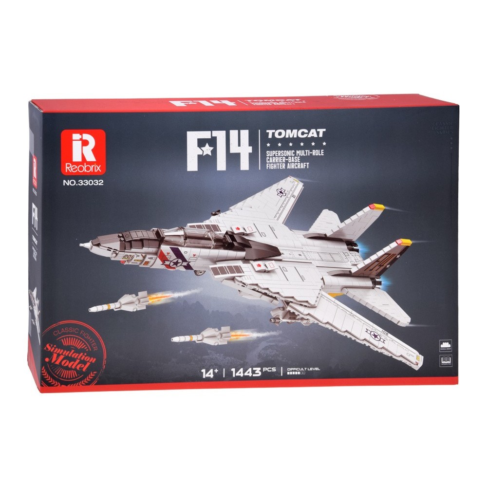 Reobrix Technická Stavebnica Stíhačka F-14 Tomcat 1443ks, Americká Nadzvuková Stíhačka