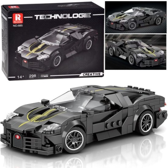 Reobrix Technická Stavebnica Auto Sports BLACK LUXURY hypercar 298ks