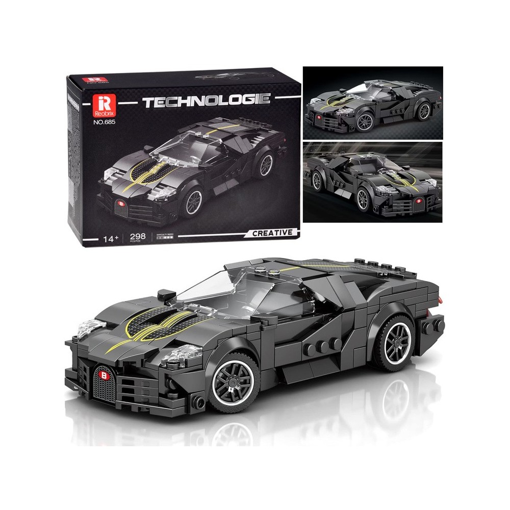 Reobrix Technická Stavebnica Auto Sports BLACK LUXURY hypercar 298ks