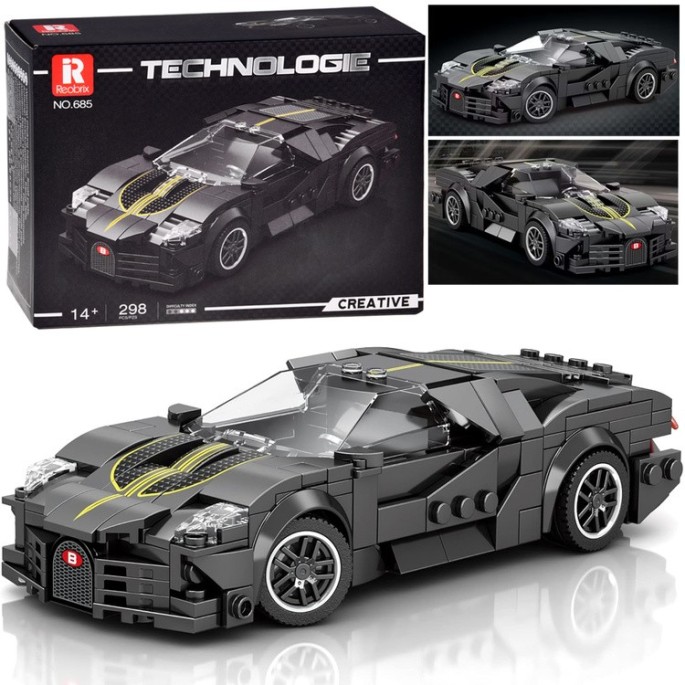 Reobrix Technická Stavebnica Auto Sports BLACK LUXURY hypercar 298ks
