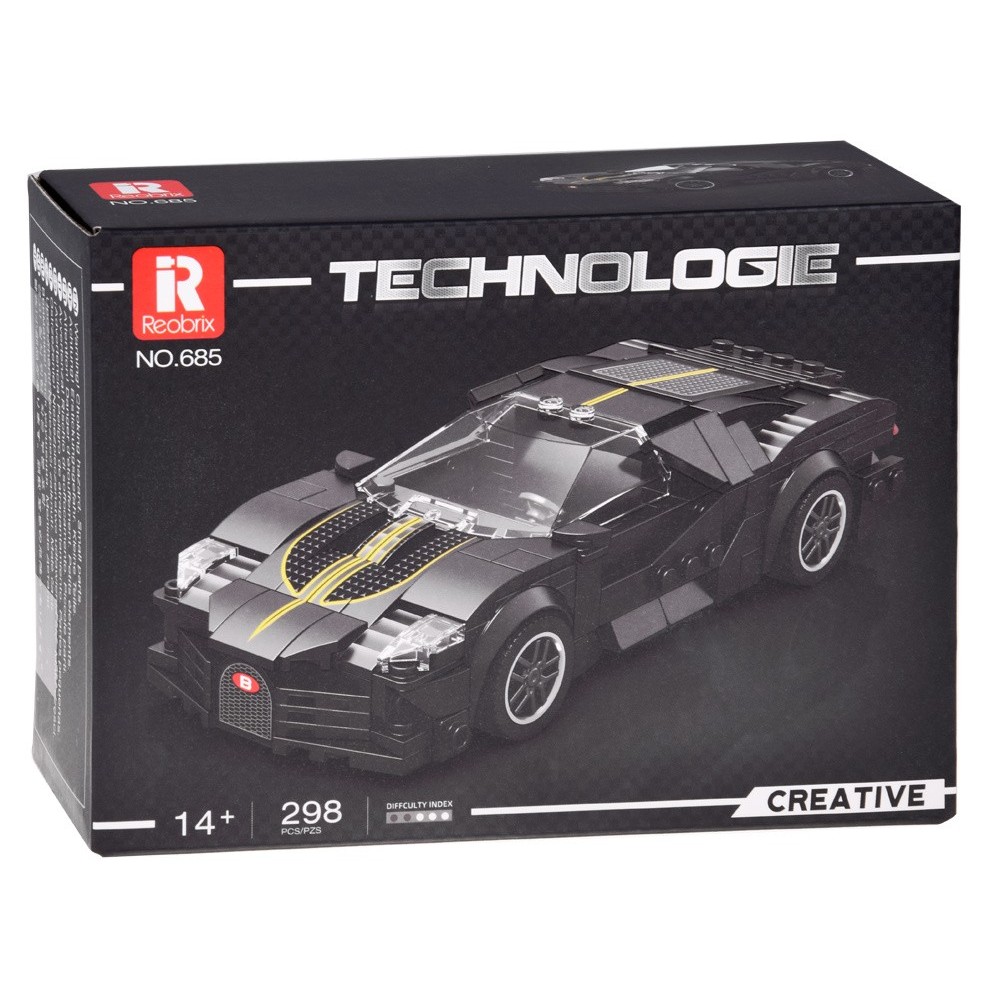 Reobrix Technická Stavebnica Auto Sports BLACK LUXURY hypercar 298ks