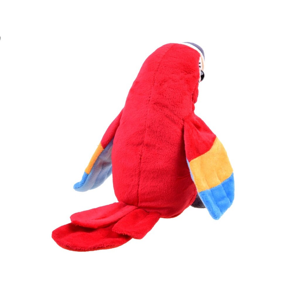JOKO Opakujúci papagáj plyšový na batérie 17cm, červený