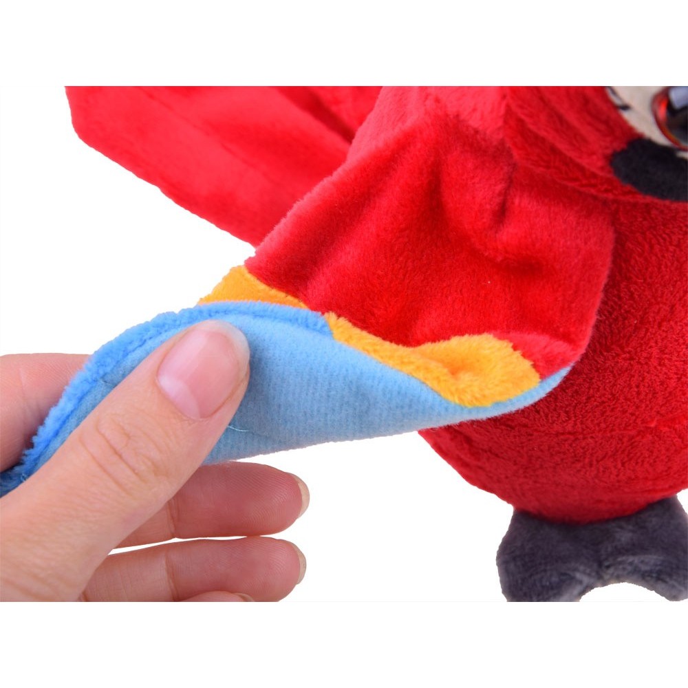 JOKO Opakujúci papagáj plyšový na batérie 17cm, červený