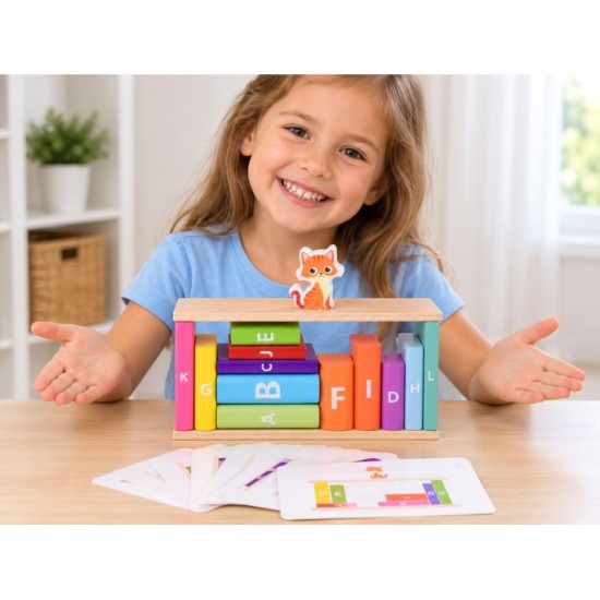 JOKO Drevená Balančná Puzzle Hra s Mačkou, kartičky