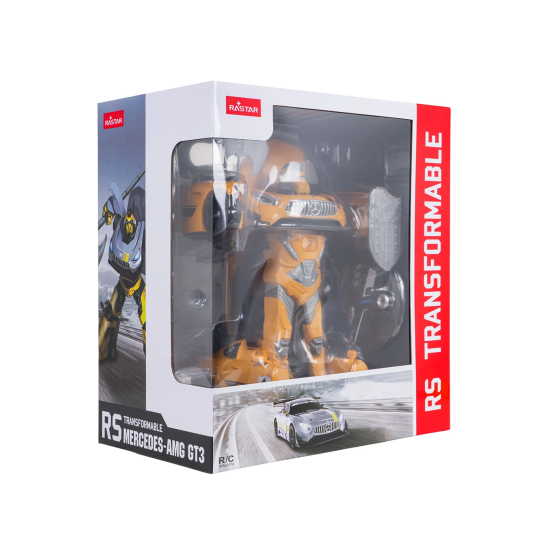 Rastar RC Autorobot Mercedes-AMG GT3 a Bumblebee Transformer Robot 2v1 na diaľkové ovládanie so svetlom a zvukom, žlté
