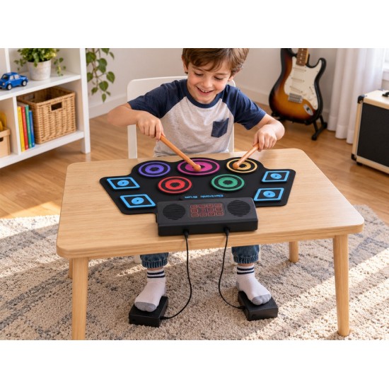 JOKO Elektronické bicie pre deti na podložke, Ovládací panel + pedále