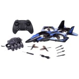 JOKO RC Dron Combat s Raketovým odpaľovačom, ovládanie rukavicou alebo diaľkovým ovládaním s Funkciou Streľby, modrý