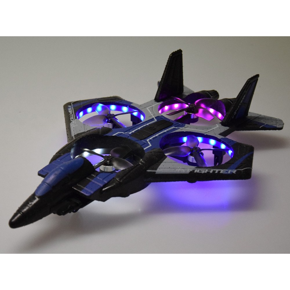 JOKO RC Dron Combat s Raketovým odpaľovačom, ovládanie rukavicou alebo diaľkovým ovládaním s Funkciou Streľby, modrý