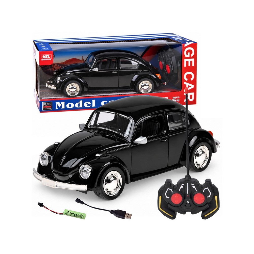 JOKO RC Auto Chrobák Beetle Retro veterán 1:16 so svetlom, na diaľkové ovládanie, čierne