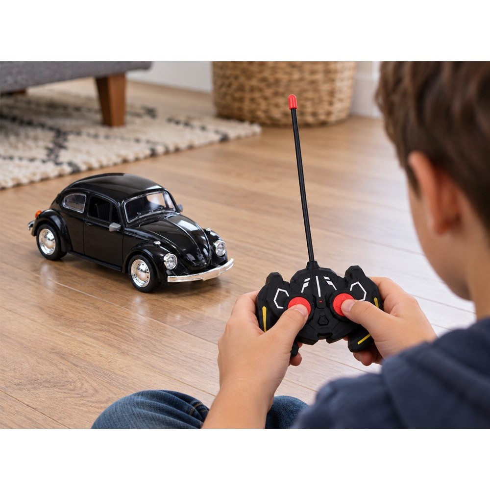 JOKO RC Auto Chrobák Beetle Retro veterán 1:16 so svetlom, na diaľkové ovládanie, čierne