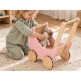 JOKO Detský Drevený Retro Kočík, ružový