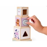 JOKO Drevená Vzdelávacia Pyramída, drevené kocky s vkladačkou, čísla, písmená, zvieratká