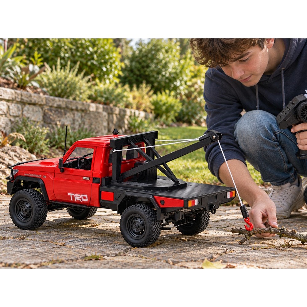JOKO RC Auto Toyota Land Cruiser + Navijak s lanom a hákom 1:12 4×4 na diaľkové ovládanie, žlté