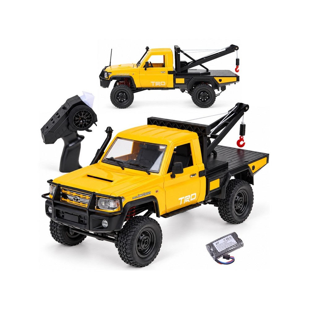JOKO RC Auto Toyota Land Cruiser + Navijak s lanom a hákom 1:12 4×4 na diaľkové ovládanie, žlté