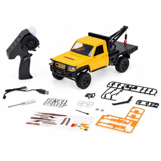 JOKO RC Auto Toyota Land Cruiser + Navijak s lanom a hákom 1:12 4×4 na diaľkové ovládanie, žlté
