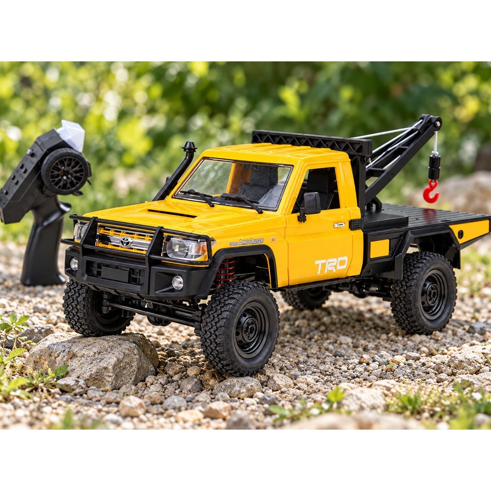 JOKO RC Auto Toyota Land Cruiser + Navijak s lanom a hákom 1:12 4×4 na diaľkové ovládanie, žlté