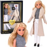 Anlily Elegantná Bábika v Kožuchu, dlhé blond vlasy