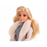 Anlily Elegantná Bábika v Kožuchu, dlhé blond vlasy
