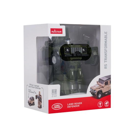 Rastar RC Auto Robot Land Rover Defender na diaľkové ovládanie 2v1, so svetlom a zvukom, zelené