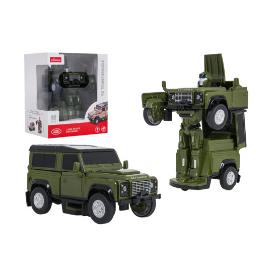 Rastar RC Auto Robot Land Rover Defender na diaľkové ovládanie 2v1, so svetlom a zvukom, zelené