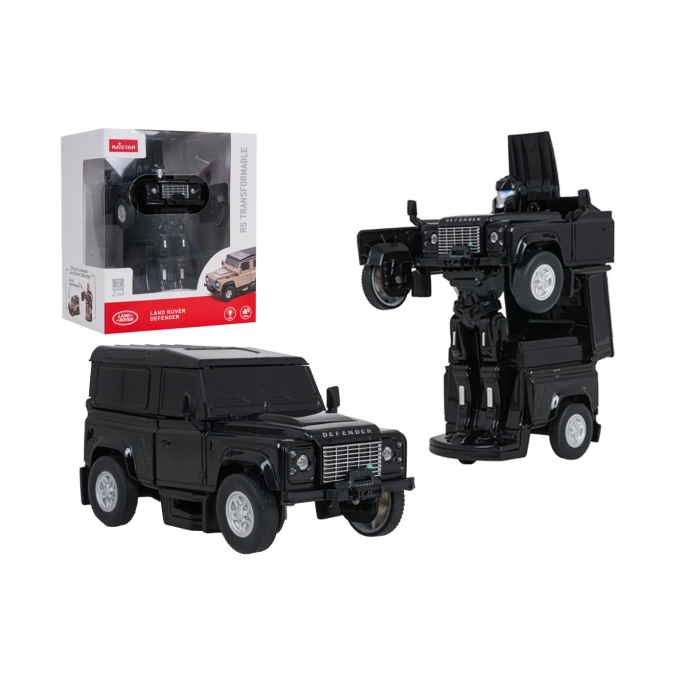 Rastar RC Auto Robot Land Rover Defender na diaľkové ovládanie 2v1, so svetlom a zvukom, čierne