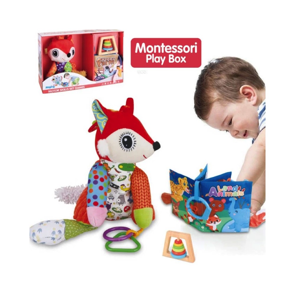 JOKO Sada Montessori Plyšová Líška a Detská Kniha + hračka 3v1