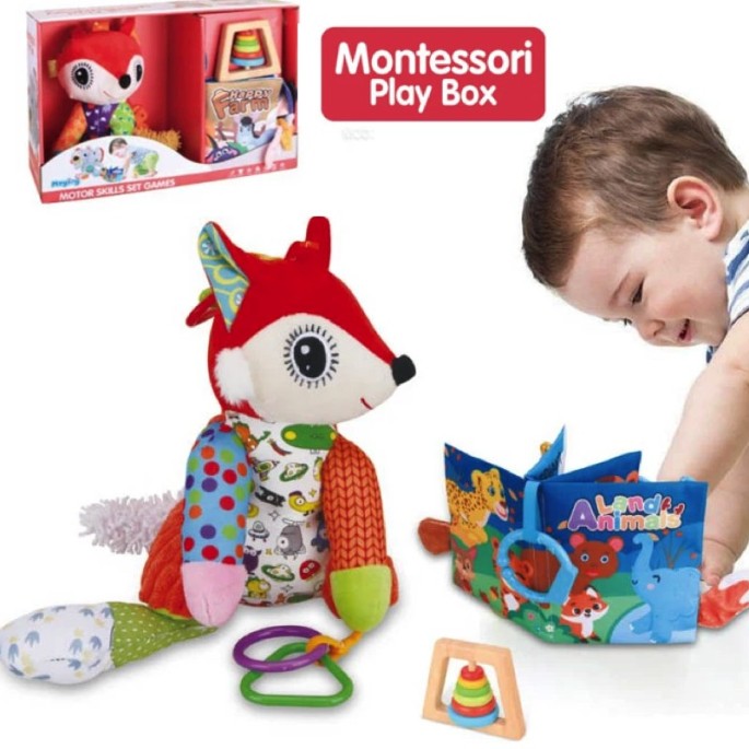 JOKO Sada Montessori Plyšová Líška a Detská Kniha + hračka 3v1