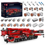 Mould King Technická Stavebnica Žeriav 8506ks na diaľkové ovládanie s 20 motormi, vysuvné rameno s dĺžkou 160cm, červený