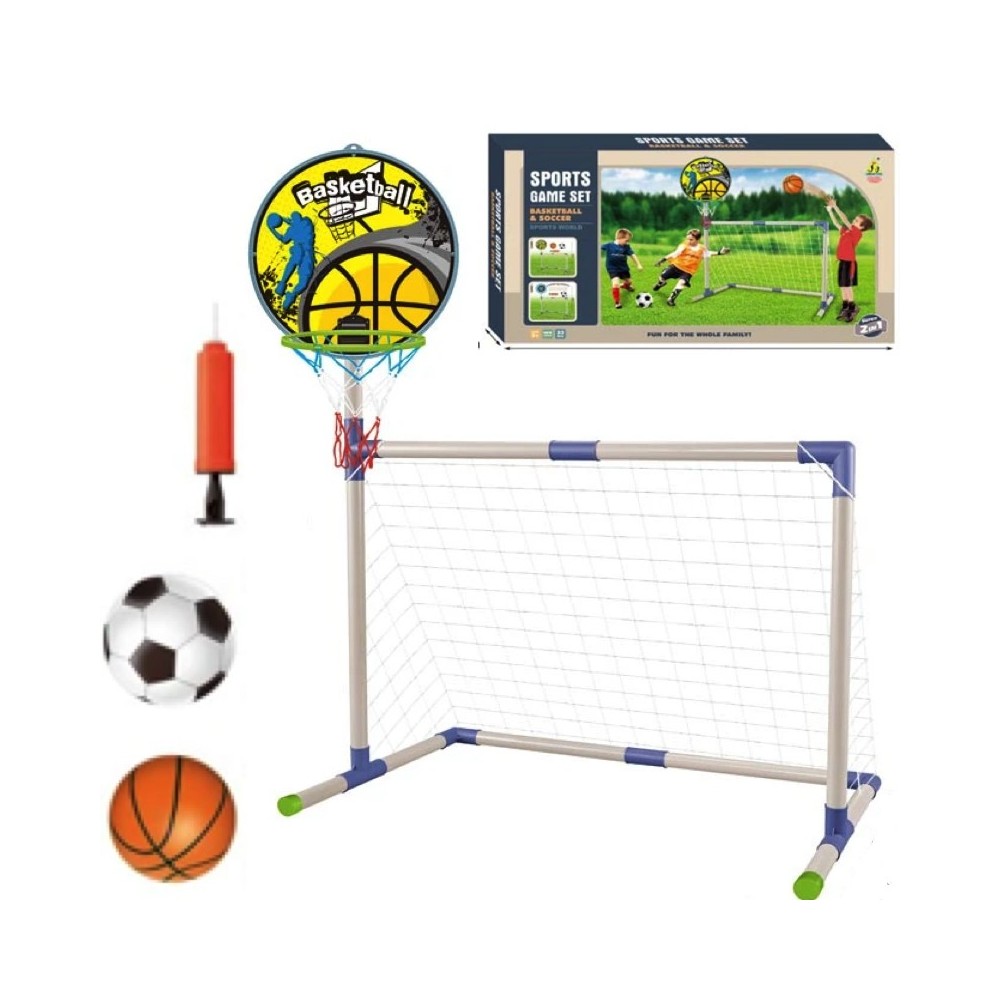 JOKO Futbalová bránka s basketbalovým košom 2v1, lopta, pumpa
