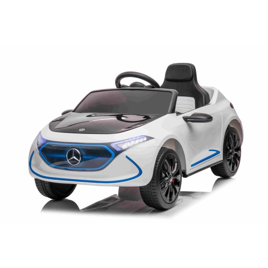 JOKO Elektrické autíčko Mercedes Benz AMG EQA, penové kolesá, kožené sedadlo, biele