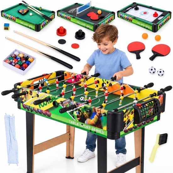 JOKO Multifunkčný Hrací Stôl 4v1 Stolný futbal, Biliard, Ping Pong, Air hokej