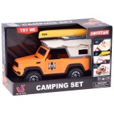 JOKO Terénne auto Jeep s kajakom Campingový Set – trecí pohon, Led svetlo a zvukové efekty