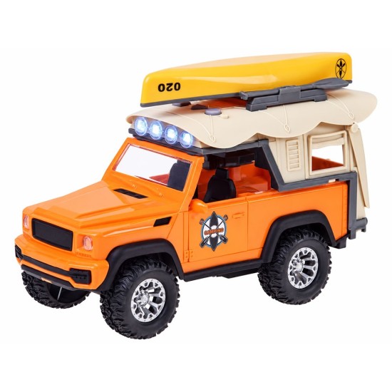 JOKO Terénne auto Jeep s kajakom Campingový Set – trecí pohon, Led svetlo a zvukové efekty