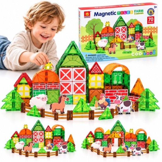 JOKO Sada Magnetické kocky Farma so zvieraktami 70ks