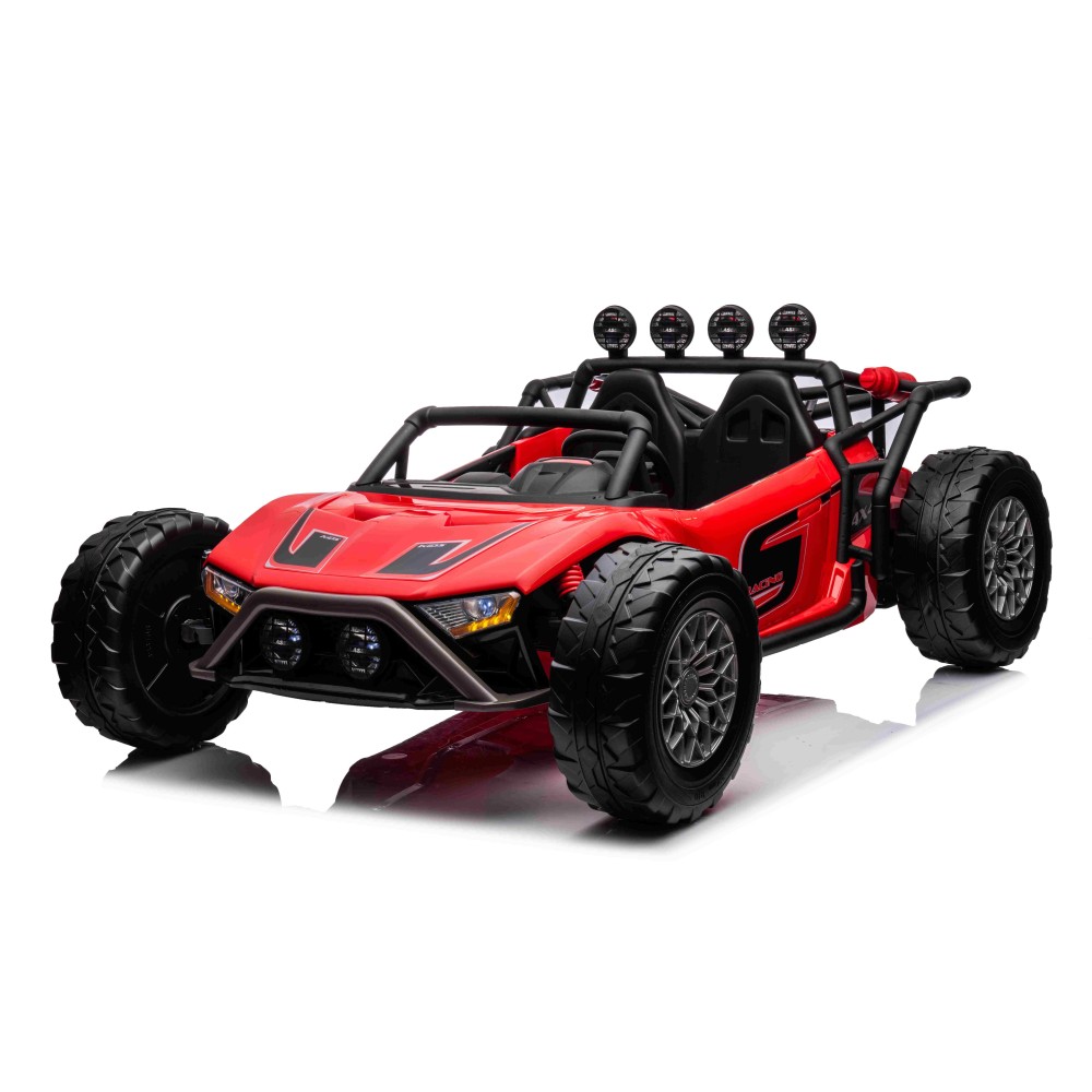 JOKO Veľké Elektrické Autíčko Buggy Racing 5, Dvojmiestne Kožené sedadlo, penové kolesá, 2x200W, nosnosť 50kg, červené