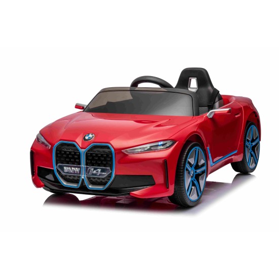 JOKO Elektrické autíčko BMW I4, penové kolesá, kožené sedadlo, červené