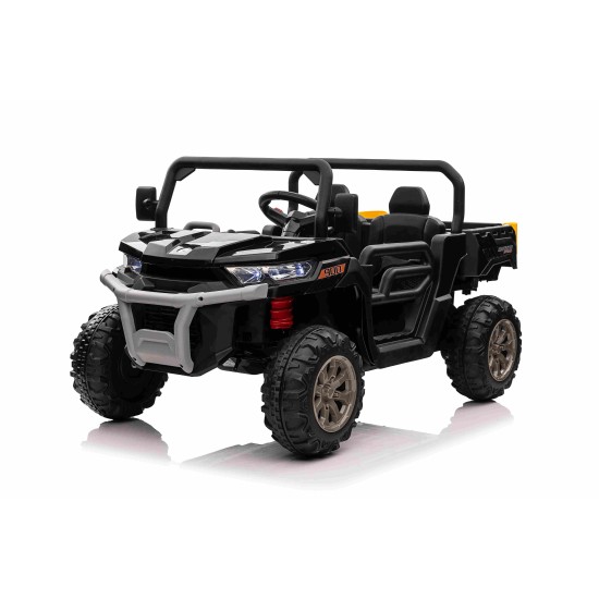 JOKO Elektrické autíčko s Elektricky vyklápacou vlečkou Pick-Up Speed 900, kožené sedadlo, penové kolesá, nosnosť 50kg, čierne