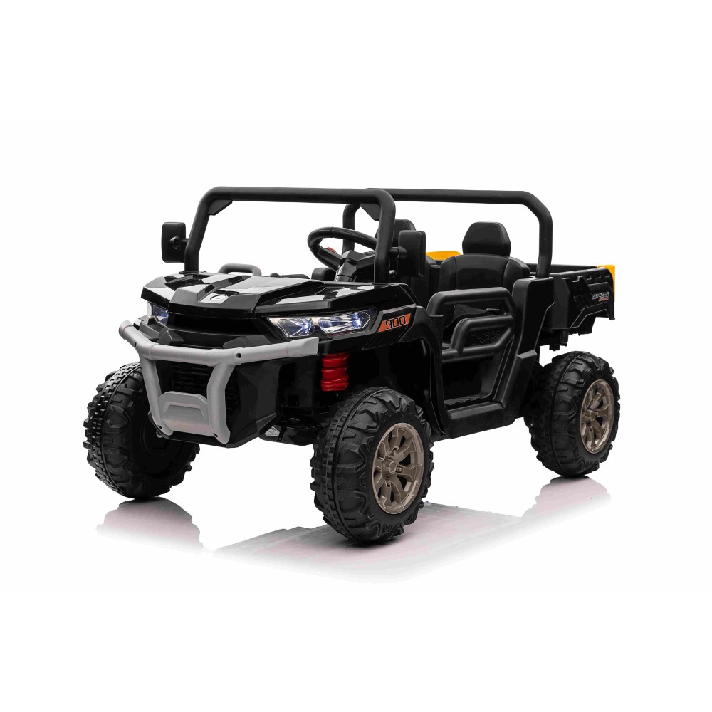 JOKO Elektrické autíčko s Elektricky vyklápacou vlečkou Pick-Up Speed 900, kožené sedadlo, penové kolesá, nosnosť 50kg, čierne