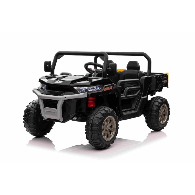 JOKO Elektrické autíčko s Elektricky vyklápacou vlečkou Pick-Up Speed 900, kožené sedadlo, penové kolesá, nosnosť 50kg, čierne