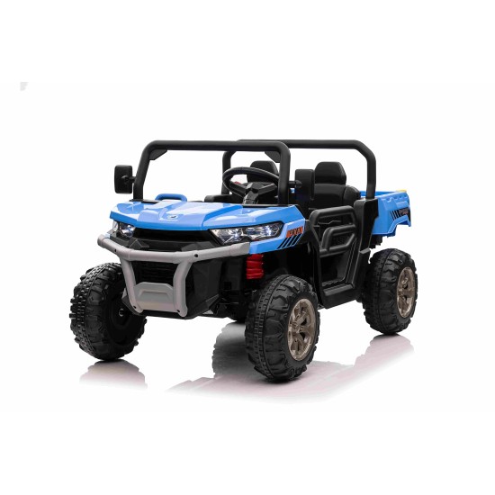 JOKO Elektrické autíčko s Elektricky vyklápacou vlečkou Pick-Up Speed 900, kožené sedadlo, penové kolesá, nosnosť 50kg, modré