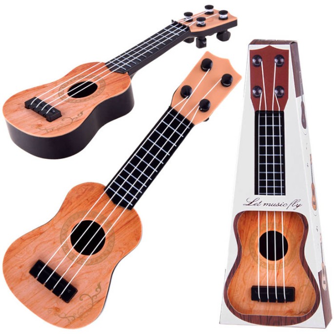 JOKO Mini Gitara pre deti Ukulele 25 cm, svetlo hnedá