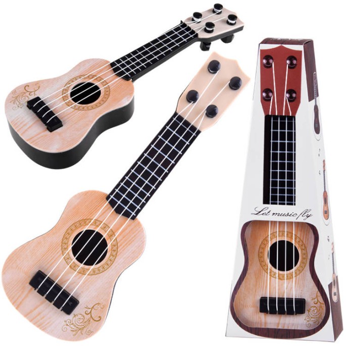 JOKO Mini Gitara pre deti Ukulele 25 cm, krémová