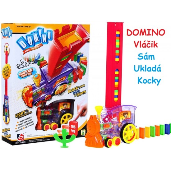 JOKO Domino vláčik 105ks - sám ukladá kocky, na batérie
