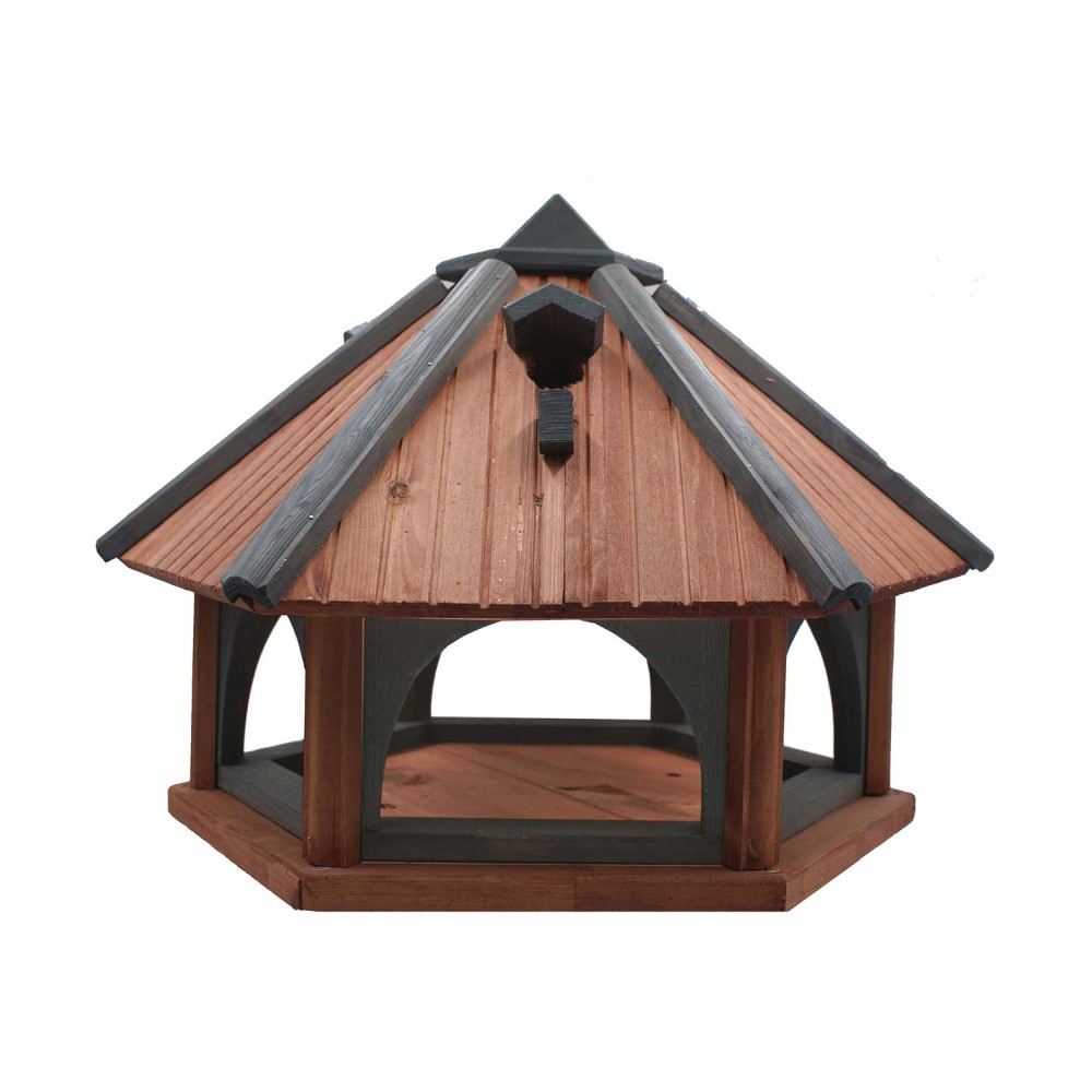 MKSTOR Drevené kŕmitko pre vtáky 62x52x45cm, vtáčia búdka, tik-Antracit