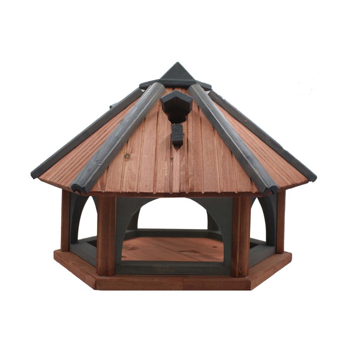 MKSTOR Drevené kŕmitko pre vtáky 62x52x45cm, vtáčia búdka, tik-Antracit