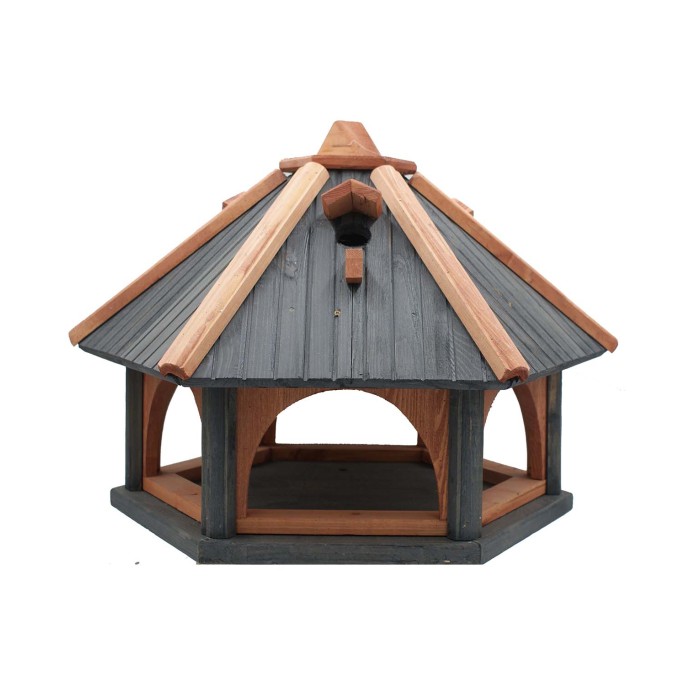 MKSTOR Drevené kŕmitko pre vtáky 62cmx52x45cm, vtáčia búdka, Antracit-TIK