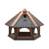 MKSTOR Drevené kŕmitko pre vtáky 62cmx52x45cm, vtáčia búdka, Antracit-TIK