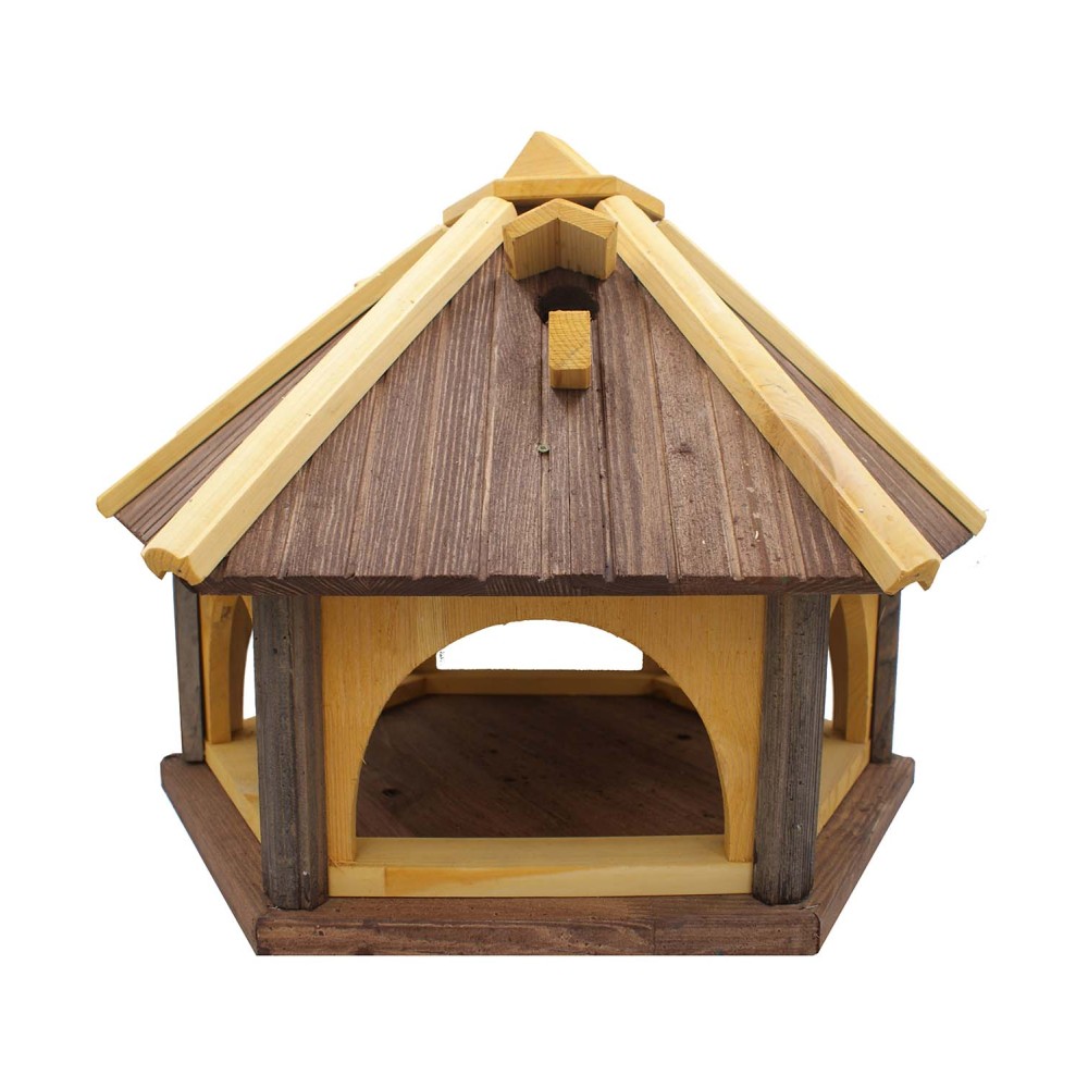 MKSTOR Drevené kŕmitko pre vtáky 62cmx52x45cm, vtáčia búdka, hnedá
