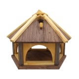 MKSTOR Drevené kŕmitko pre vtáky 62cmx52x45cm, vtáčia búdka, hnedá